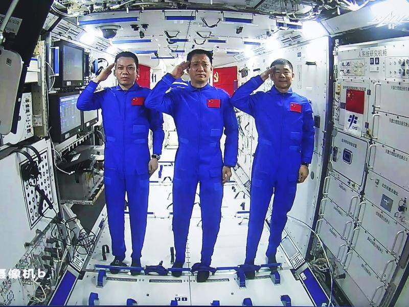 Three astronauts who lived for 90 days on China's space station are set to return to Earth.