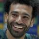 Liverpool's Mohamed Salah smiles during a press conference ahead of the Champions League final.
