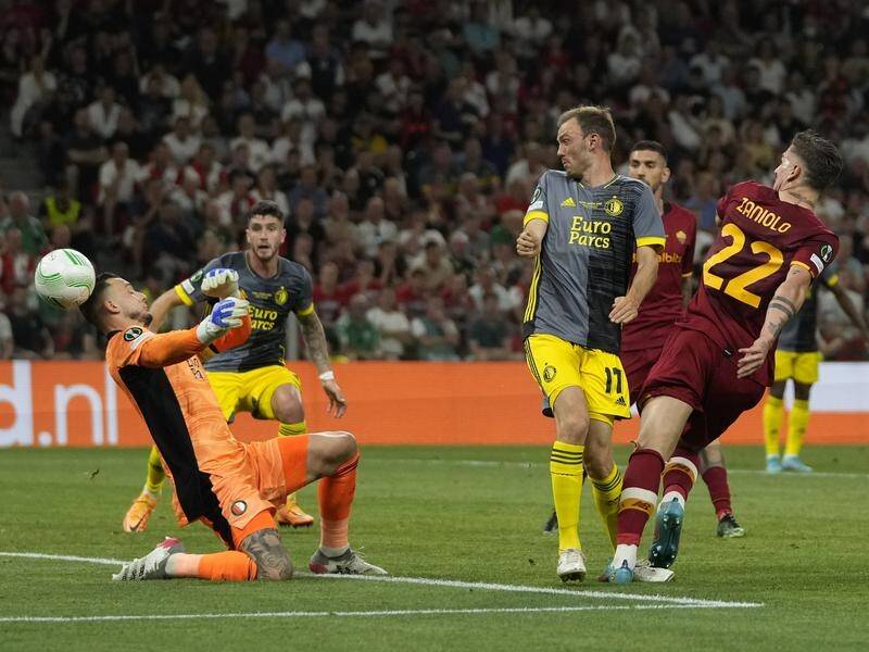 Roma's Nicolo Zaniolo scored the only goal of the Europa Conference League final against Feyenoord.