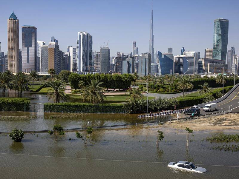 The United Arab Emirates capital Dubai is struggling to recover from heavy rainfall. (AP PHOTO)