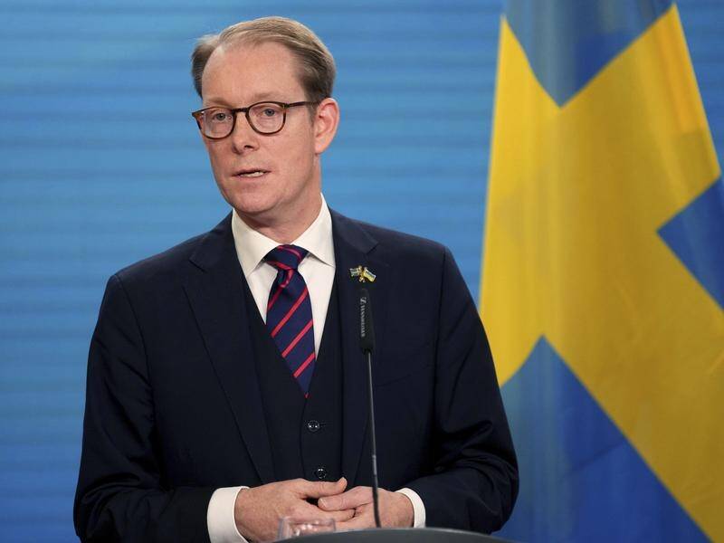 Foreign minister Tobias Billstrom says Sweden wants "full membership in NATO" by July. (AP PHOTO)