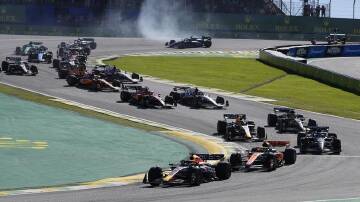 Red Bull driver Max Verstappen leads the way in the sprint at the Brazilian grand prix this year. (AP PHOTO)
