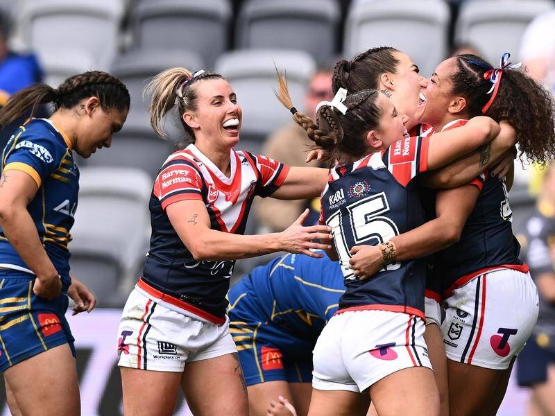 The Sydney Roosters have kicked off their NRLW premiership defence with a 38-16 win over Parramatta. (Dan Himbrechts/AAP PHOTOS)