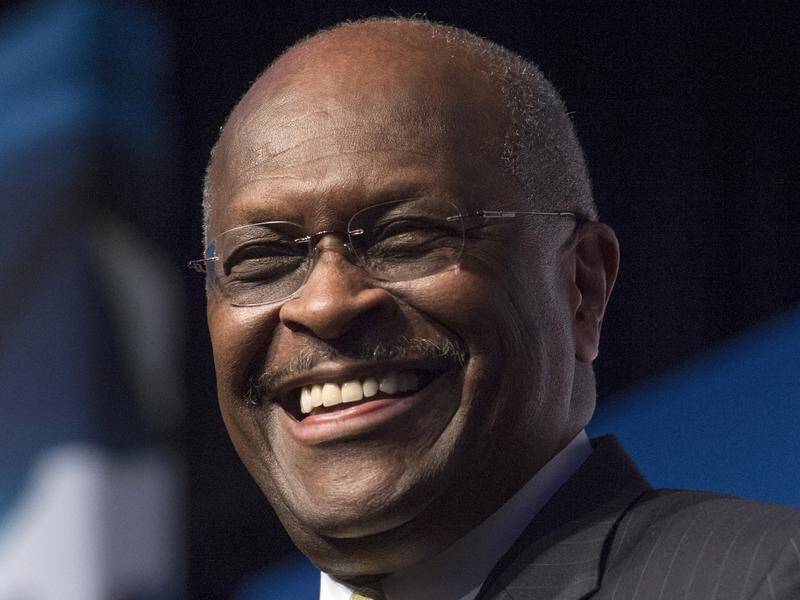 Herman Cain was taken to hospital after developing "serious" symptoms, his Twitter account says.