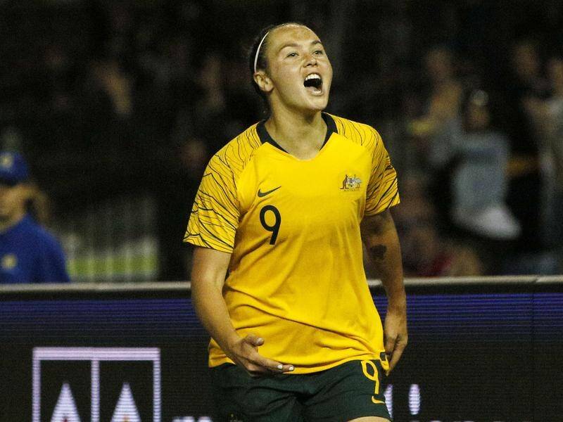 Caitlin Foord scored three goals for the Matildas in their 5-0 win over Chile in Newcastle.