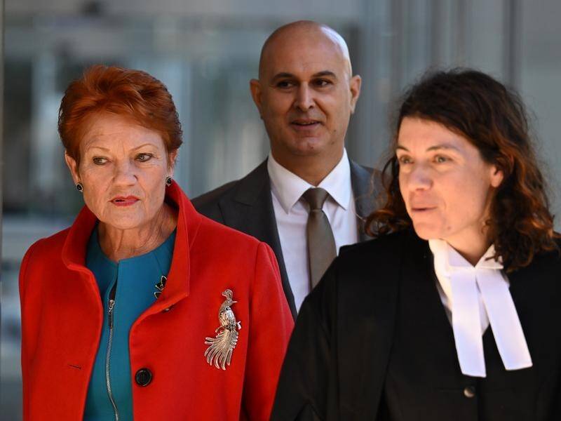 Pauline Hanson is appealing a court order to pay former colleague Brian Burston $250,000 in damages. (Dean Lewins/AAP PHOTOS)