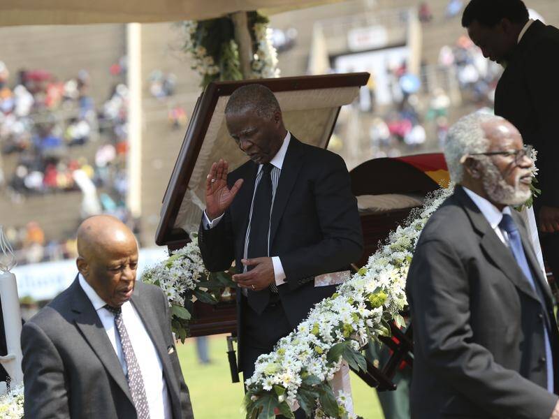 African heads of state and envoys have attended a state funeral for Zimbabwe's Robert Mugabe.