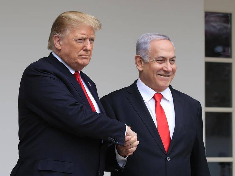 President Donald Trump has raised a possible defence treaty just days ahead of Israeli elections.