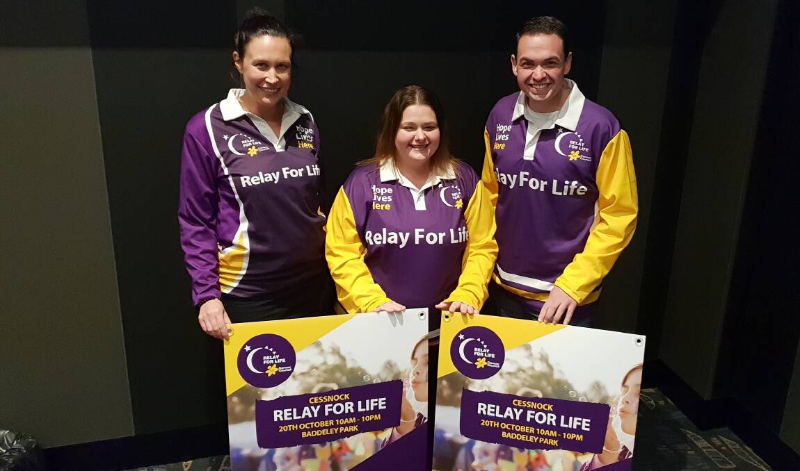 IT'S ON AGAIN: From left, Cessnock Relay For Life co-chairs Marlie Caban and Steph Eckert with Cessnock deputy mayor Anthony Burke.