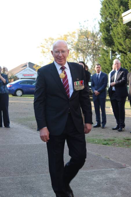 NSW Governor David Hurley arriving at St Paul's Anglican Church Hall on Monday. Photo: Stephen Bisset