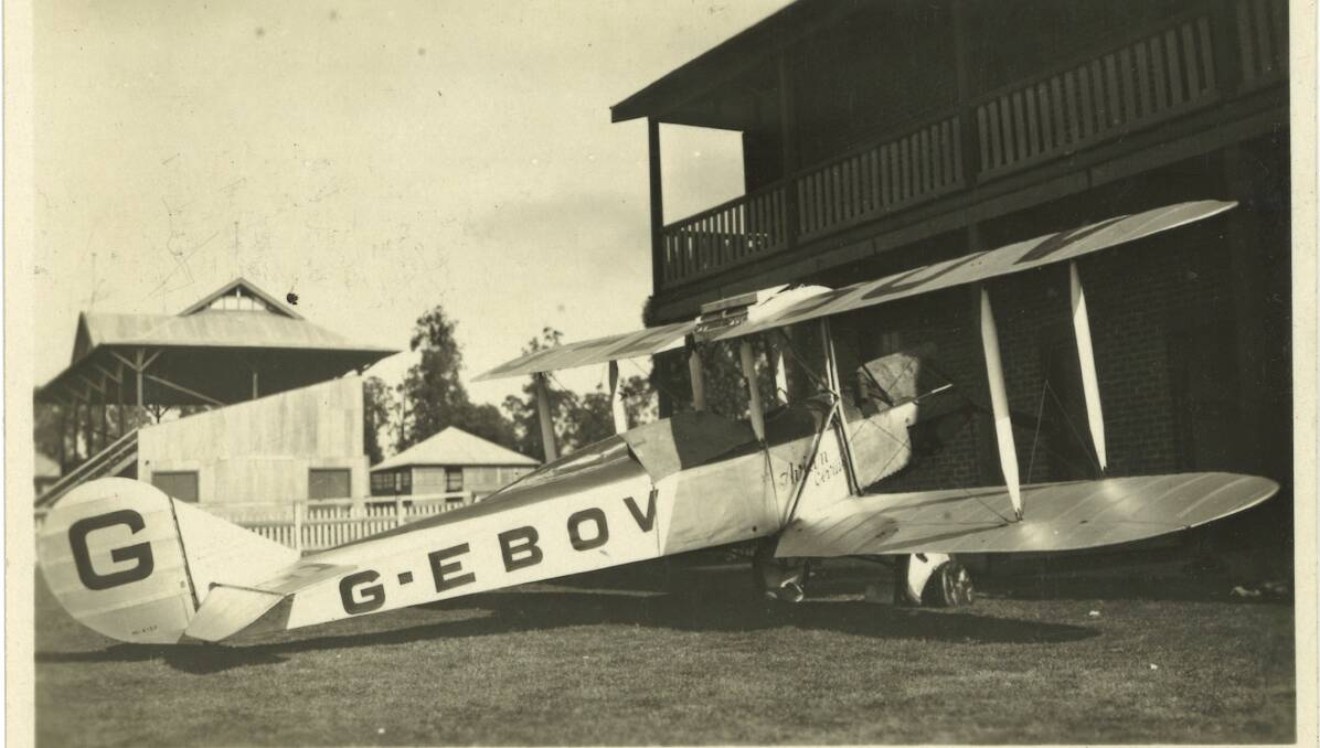 WHIRLWIND VISIT: Bert Hinkler's plane photographed at Cessnock Racecourse.