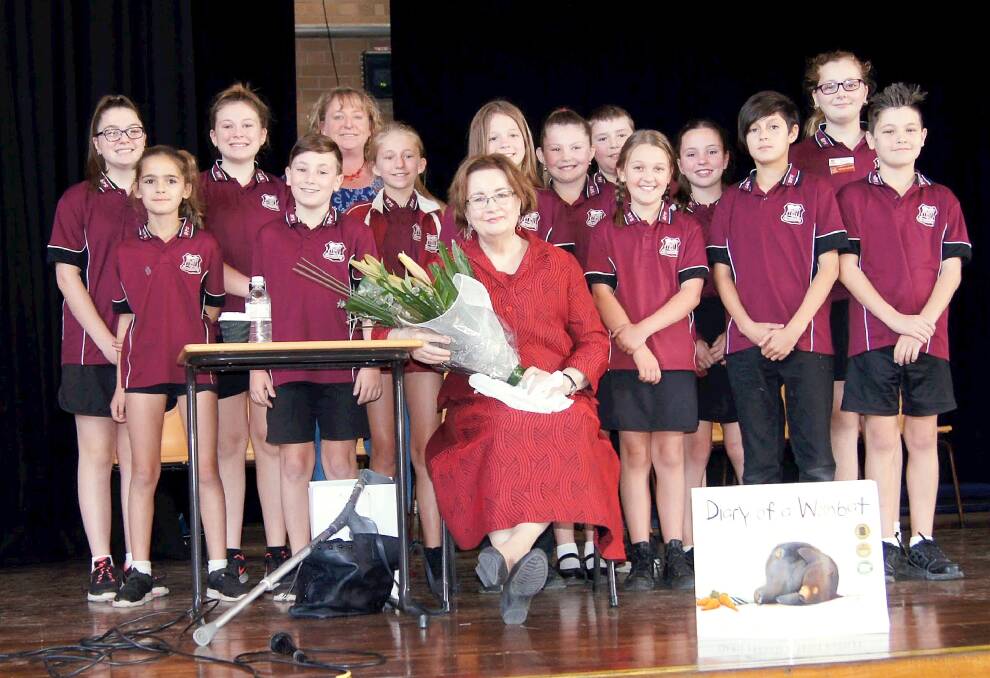INSPIRATION: Author Jackie French with students from Bellbird Public School.