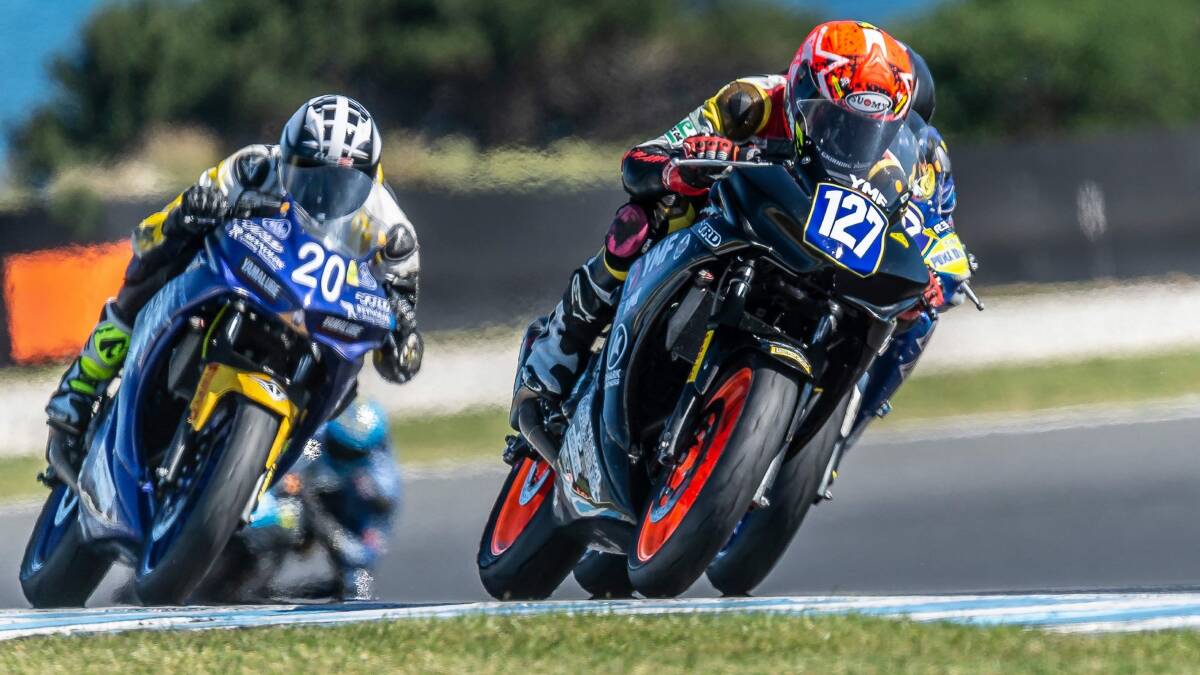 ON TRACK: Max Stauffer (front) has headed to India to try his luck in the FIM Asia Cup of Road Racing. Picture: Col Roper