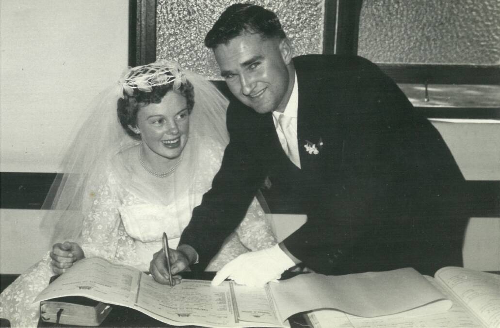 BIG DAY: Bill and Marlene Gleghorn on their wedding day in 1958.
