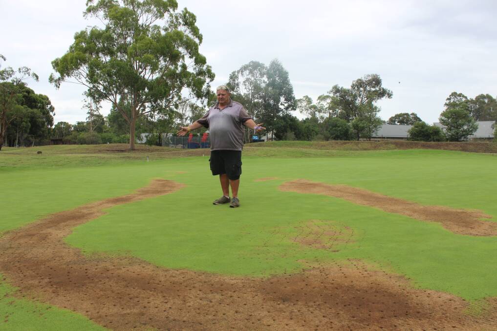 FRUSTRATION: Cessnock Golf Club course superintendent Merv Hayward is frustrated at yet another senseless vandalism attack. Picture: Stephen Bisset.