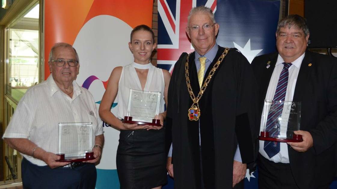 HONOUR: 2017 citizen of the year Laurence Ellis, young citizen of the year Olivia Palfreyman, Mayor Bob Pynsent and citizen of the year Paul Hughes 