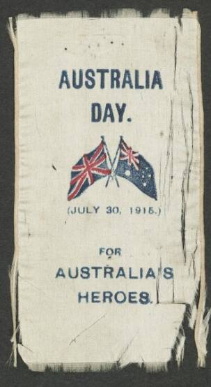 Fundraising ribbon for the first Australia Day on July 30, 1915. Picture: Australian War Memorial