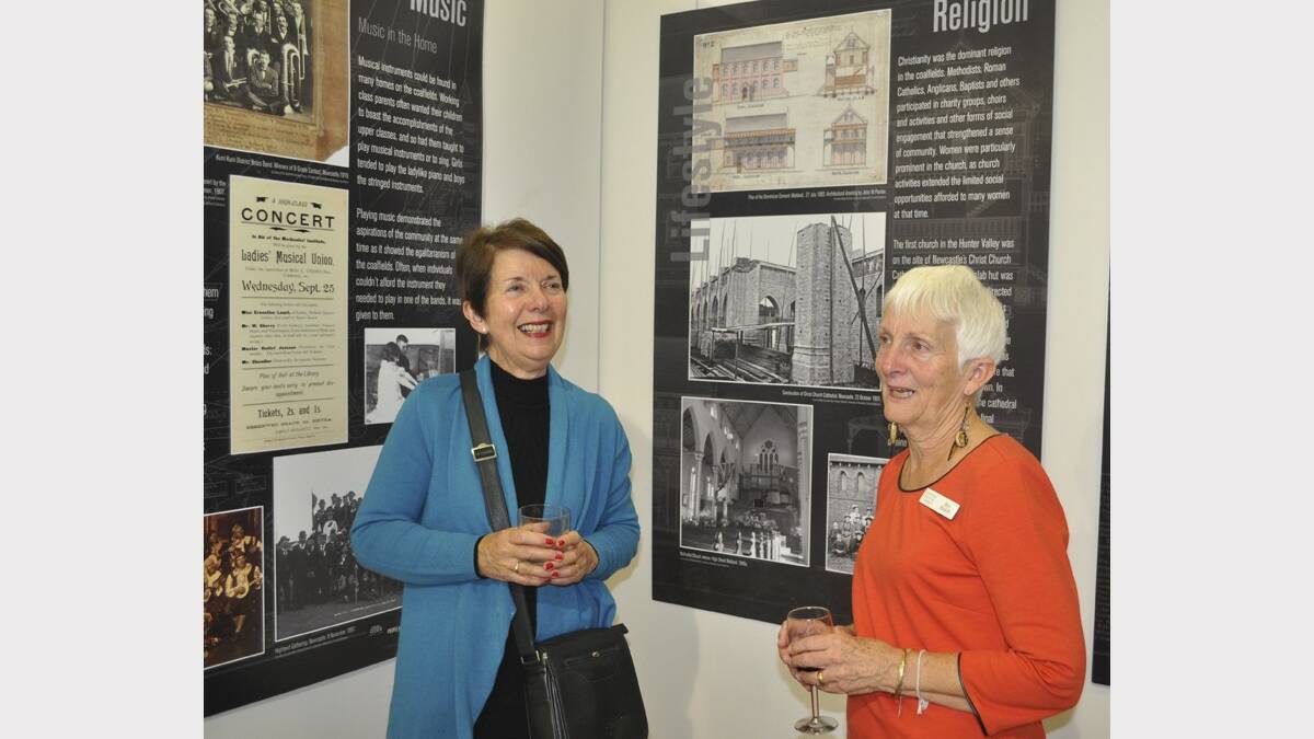 INTERESTING: Robyn Emerson and Ros Radoll checked out the exhibition on Saturday. 