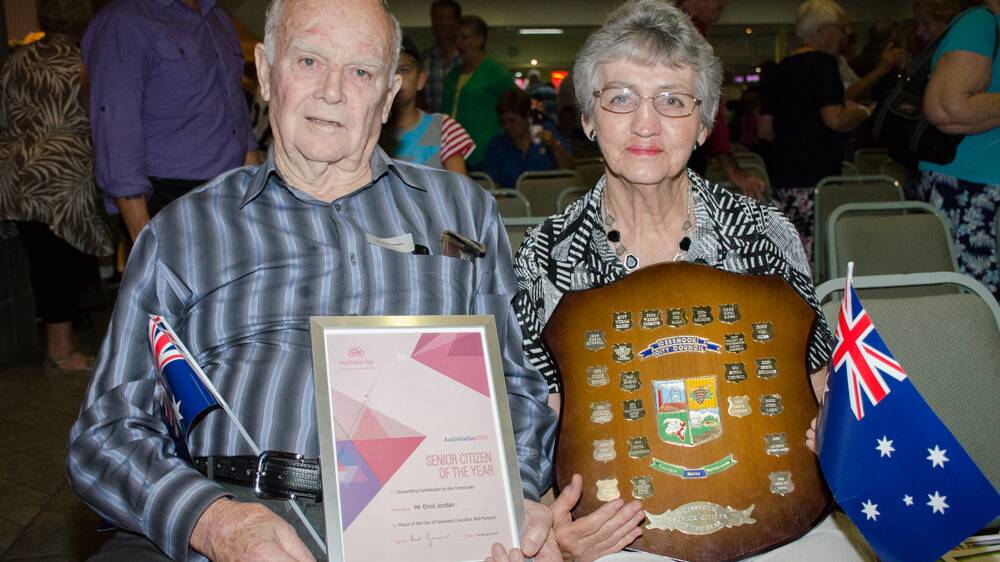 HONOURED: Cessnock's senior citizen of the year, Errol Jordan and his wife Anne at the Australia Day awards ceremony. Photo by Rachelle Corcoran.