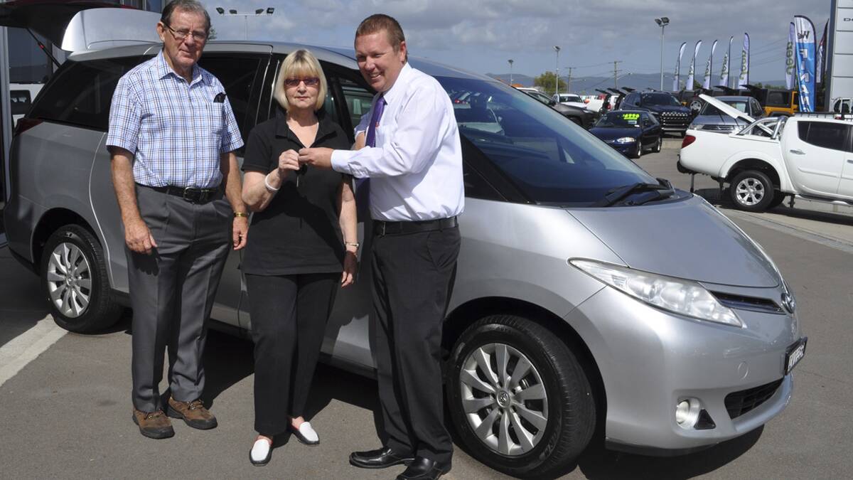 ON THE ROAD: Freemasons District 45 Management Committee chairman Ray Leggett, Jodie's Place coordinator Paula Mudd and Cessnock Mitsubishi general manager Scott Harris on December 19 when the Tarago was handed over to Jodie's Place.