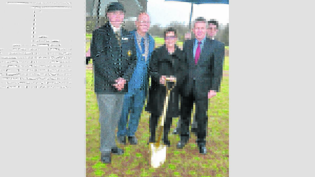 LANDMARK MOMENT: DALE Christian School Cessnock campus student representative Logan Ratley, DALE executive officer Kevin Berger, incoming principal of DALE Christian School Bronwyn Thoroughgood and executive principal of St. Philip’s Christian College group of schools Graeme Irwin at the sod turning ceremony.
