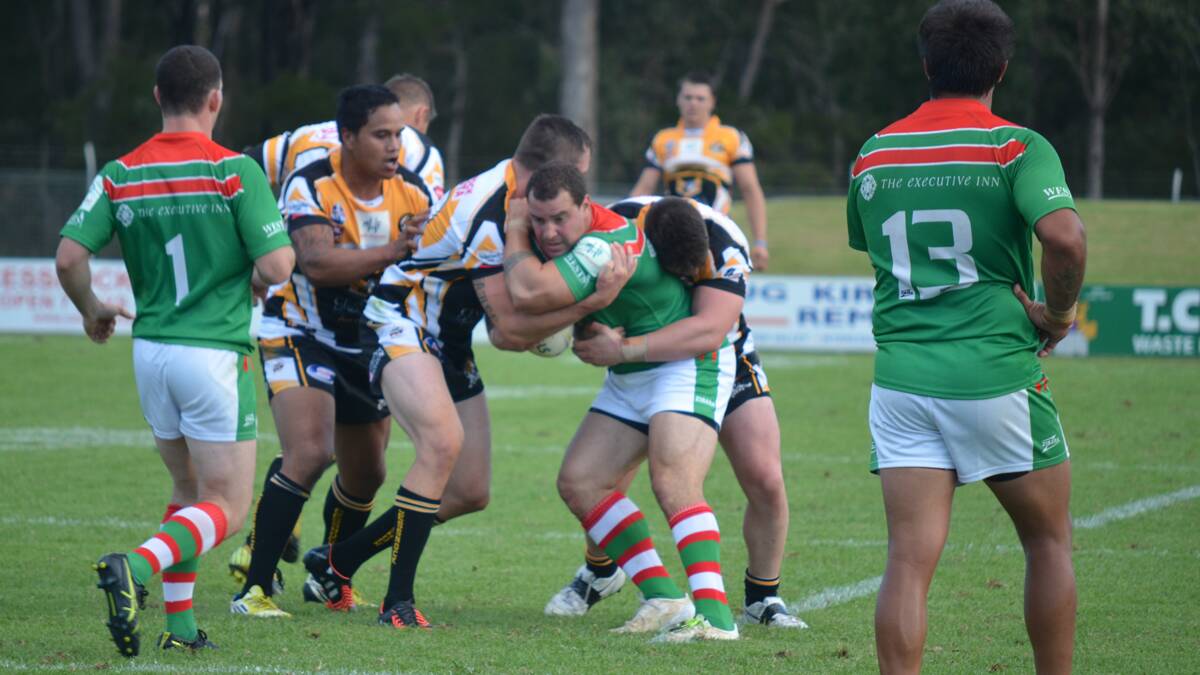 TACKLE: Cessnock Goannas were defeated 20-14 by Western Suburb Rosellas at Harker Oval on Sunday, June 28.