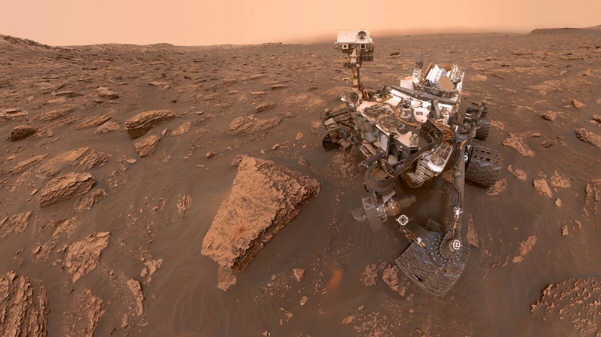 A self-portrait of NASA's Curiosity Mars rover at a drilled sample site on the slopes of Mount Sharp, Mars. Picture: Getty Images