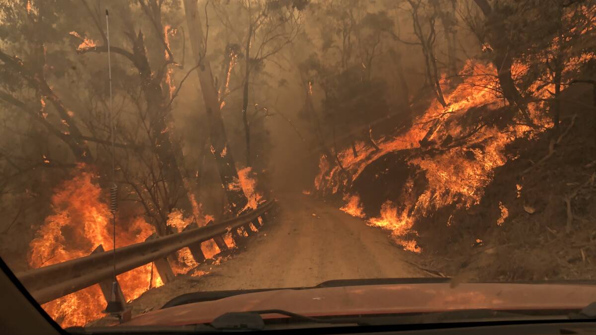 ON FIRE: Bushfire burning around the Jenolan Caves precinct.