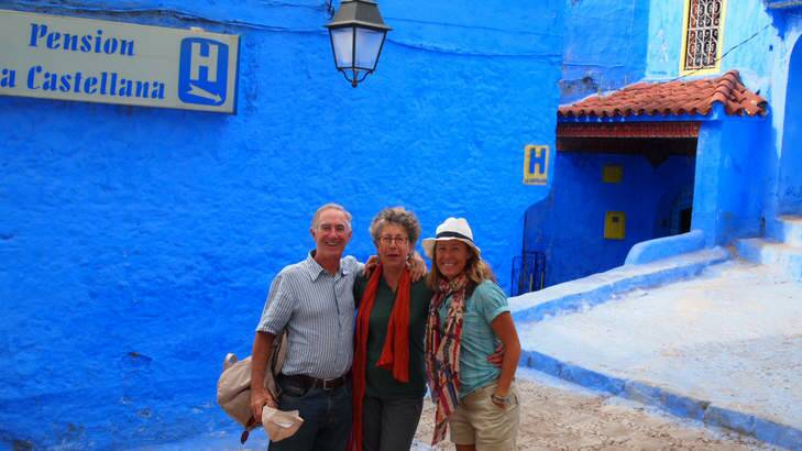 "We're all intrigued" ... Flip Byrnes and her parents savour the sights and sounds of Marocco.