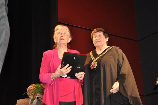 HONOUR: Myra Hill with Mayor of Cessnock, Cr. Alison Davey after the presentation.
