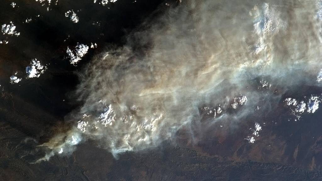 Smoke from one of the country's massive bushfires is visible from space. Photo: CMDR CHRIS HADFIELD/NASA