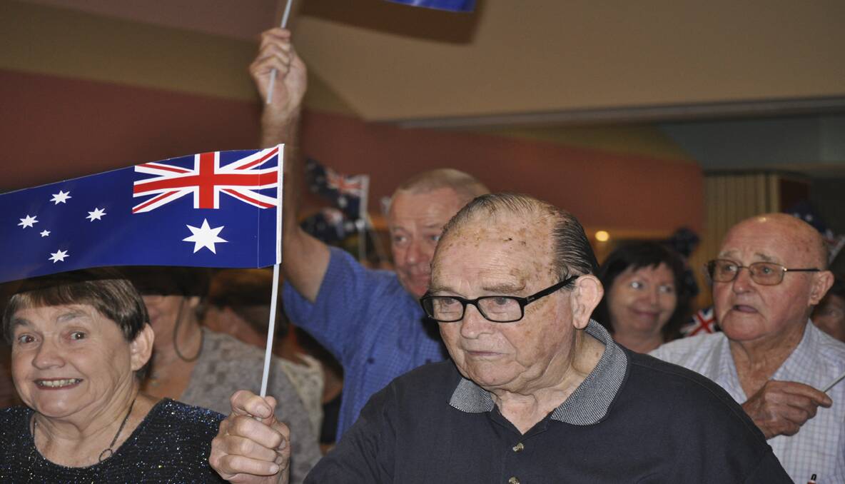 Former Mayor of Cessnock, Alison Davey with husband Brian in the crowd celebrating Australia Day.  