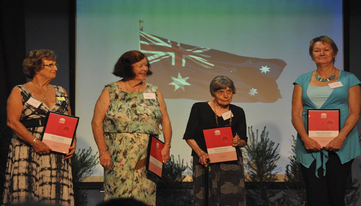 Recipients of the NSW Governments Hidden Treasures Honour Roll Award, Sheila Turnbull, Gillian James, Pam Bothwell and Helen McClelland.  
