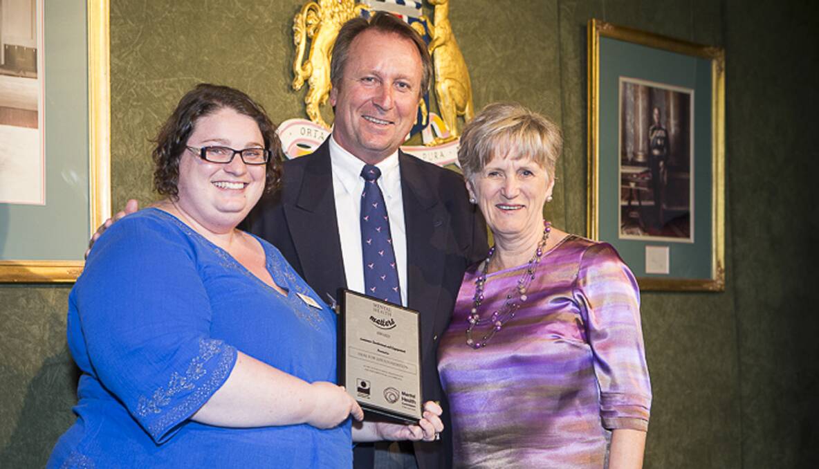 RECOGNITION: Pictured at the Mental Health Matters Awards is Heal For Life Foundation community coordinator Larissa Trotter, NSW Minister for Mental Health Kevin Humphries and Heal For Life CEO Liz Mullinar.
