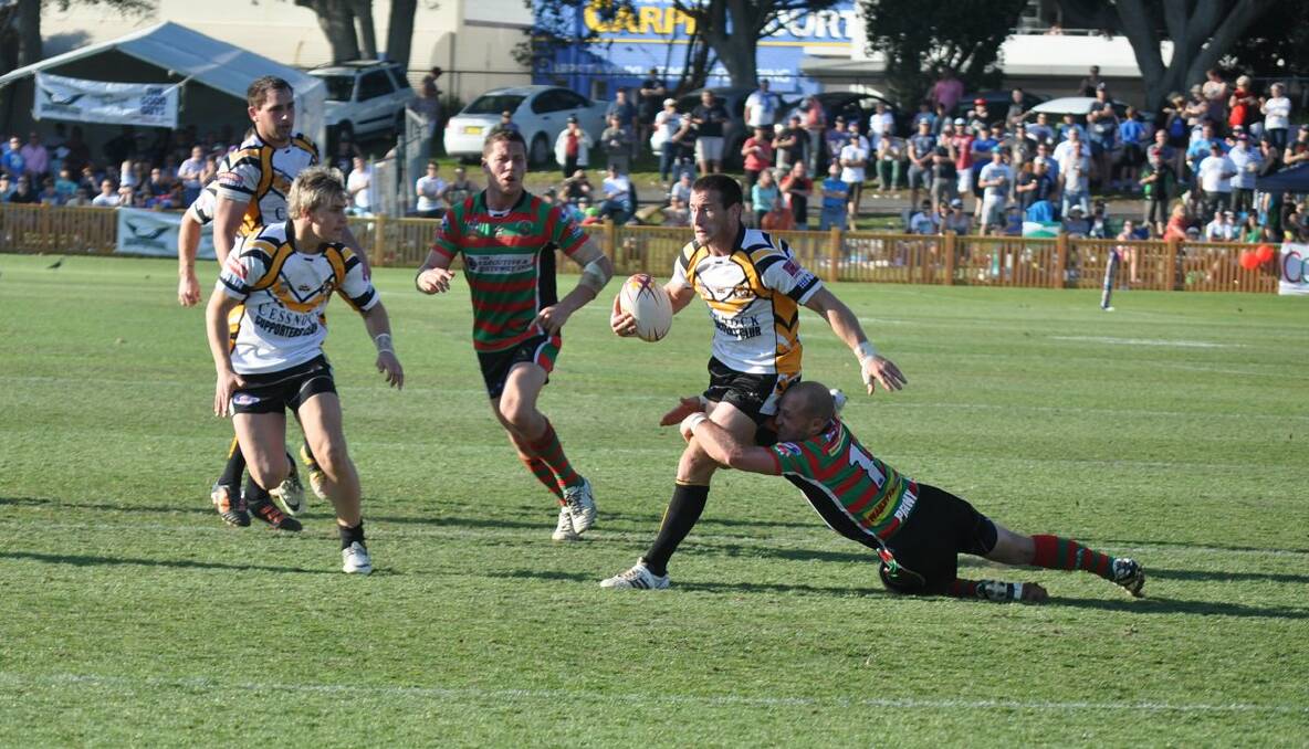 Second-half action from the Newcastle Rugby League grand final. Goannas fullback Sam Wooden also came close to scoring.