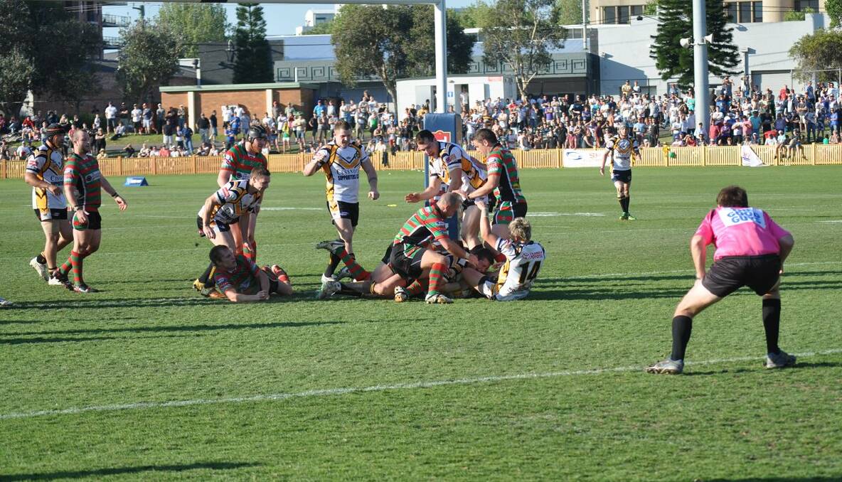 Second-half action from the Newcastle Rugby League grand final. Riley Brown scores Cessnock's final try.