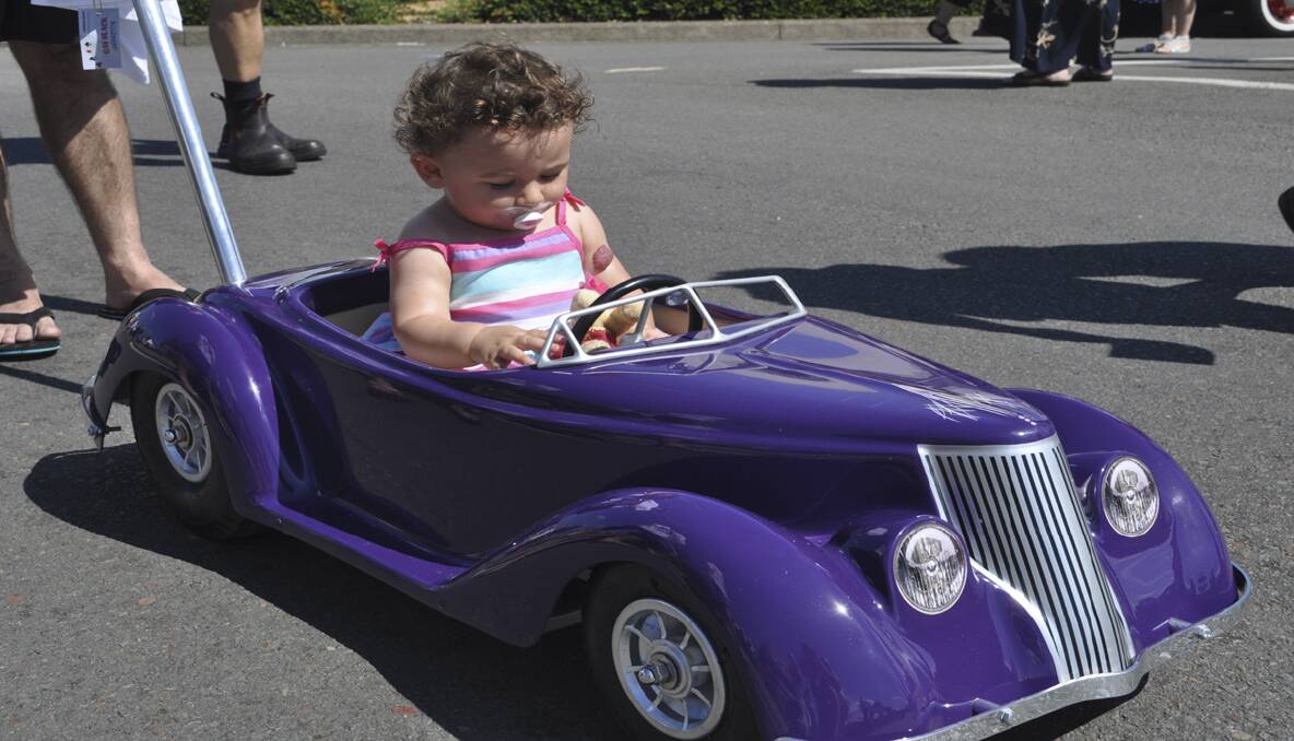 Kaylea-Ann Norrie from Raymond Terrace taking a spin in her retro ride. 