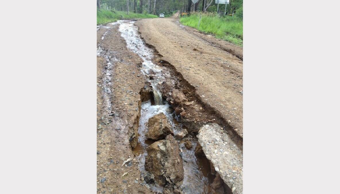 DANGER: The state of Tuckers Lane after the heavy rainfall on the last weekend of February.