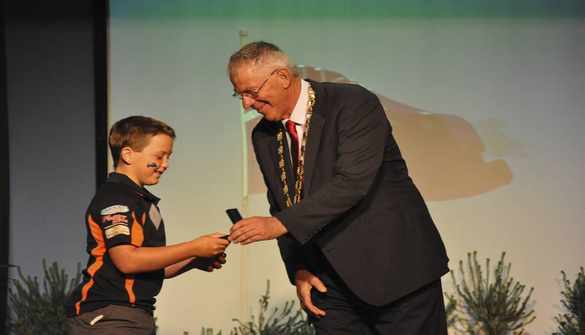 Young motorcycle champion, Caleb Clifton of Mulbring received the sports award. 