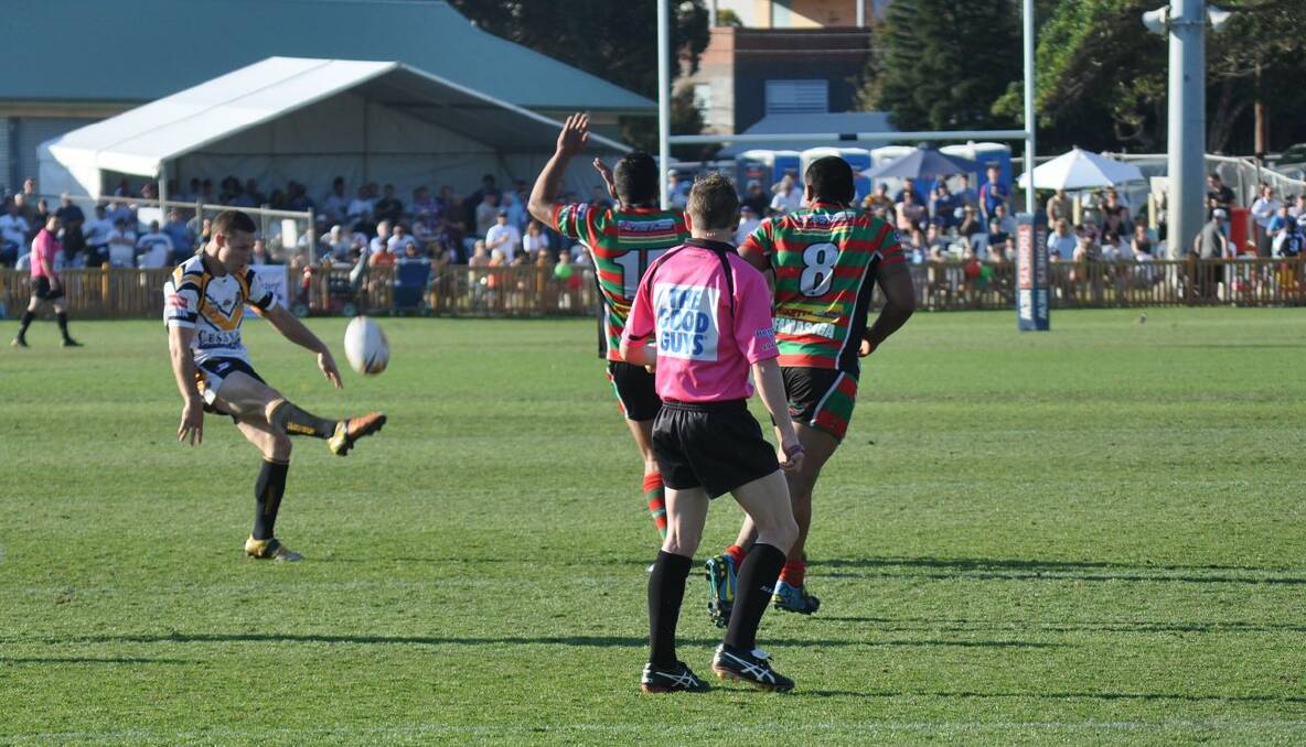 Second-half action from the Newcastle Rugby League grand final. Goannas halfback Joel Brown puts a kick up...
