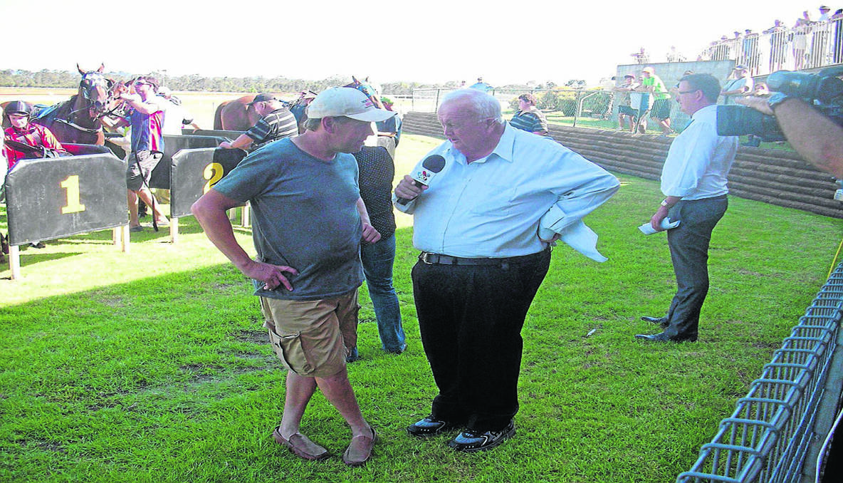 LOCAL SUCCESS: Commentator Gary Harley discusses Supercheap’s win with Cessnock trainer Jeremy Sylvester.