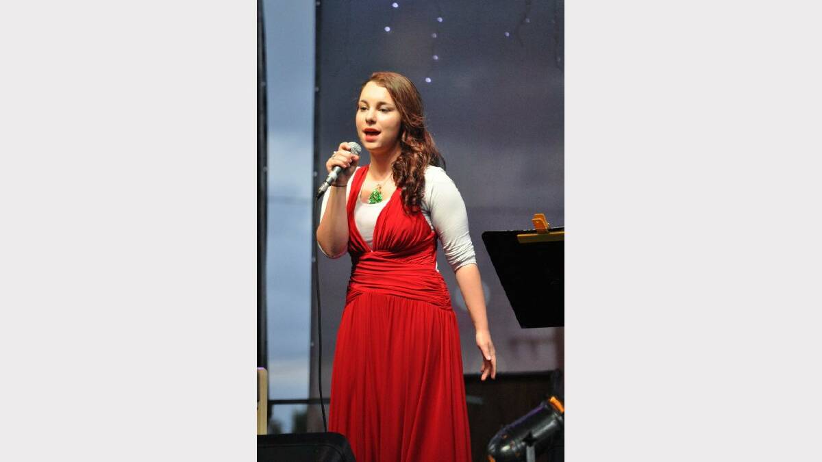 Yasmin Williams sings "All I Want For Christmas Is You" at Carols in the Park, Cessnock TAFE grounds, December 6.